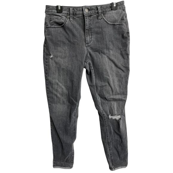 Universal Thread Skinny Jeans Size 8 Gray Denim Cotton Stretch Ripped High Rise - Picture 1 of 7